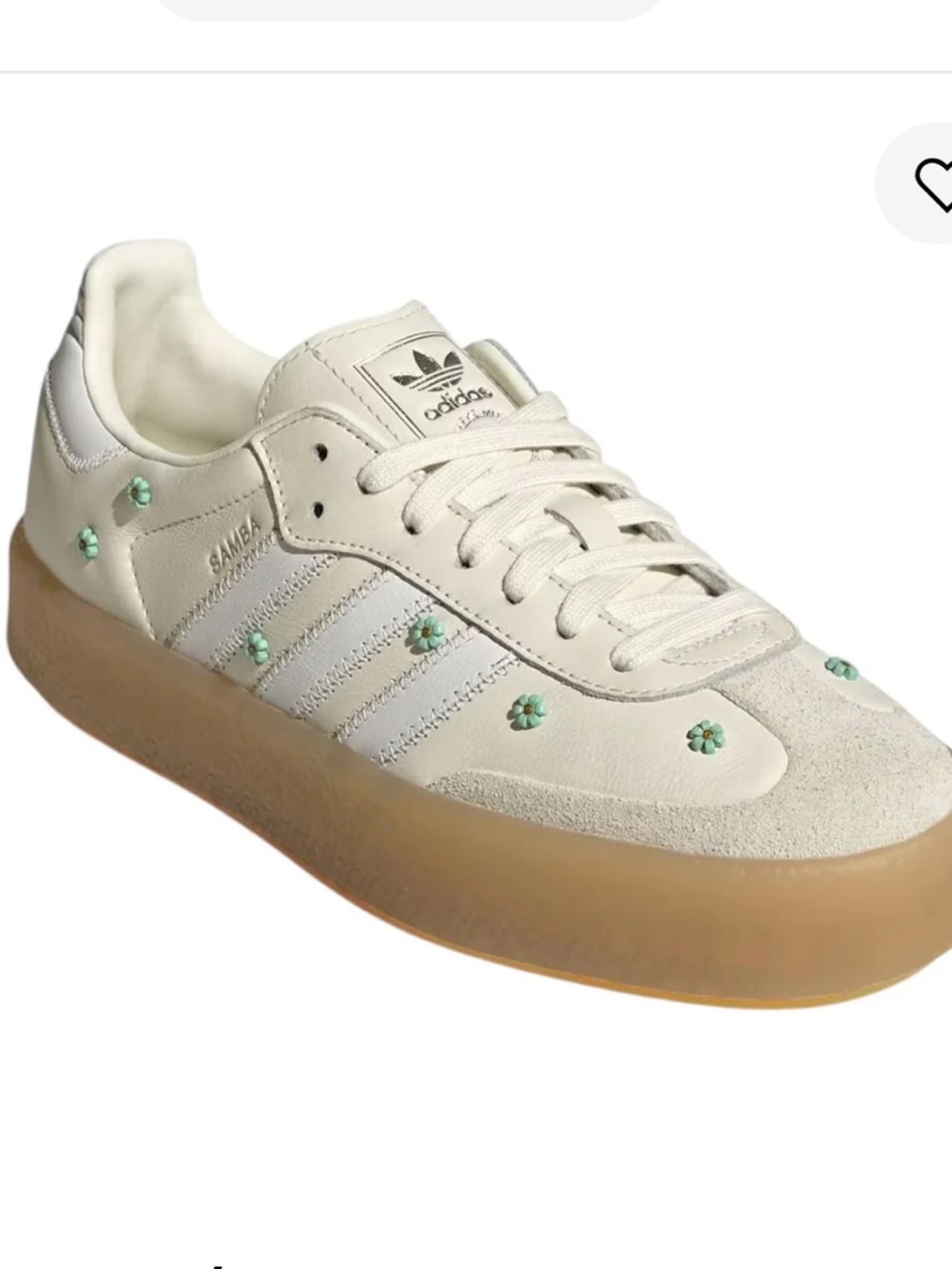 adidas Samba Sambae Off White Cloud Clear Mint Floral Embellished - Picture 3 of 14